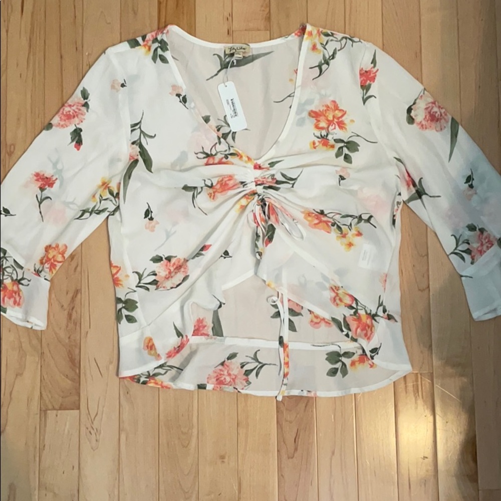 NWT white floral blouse
